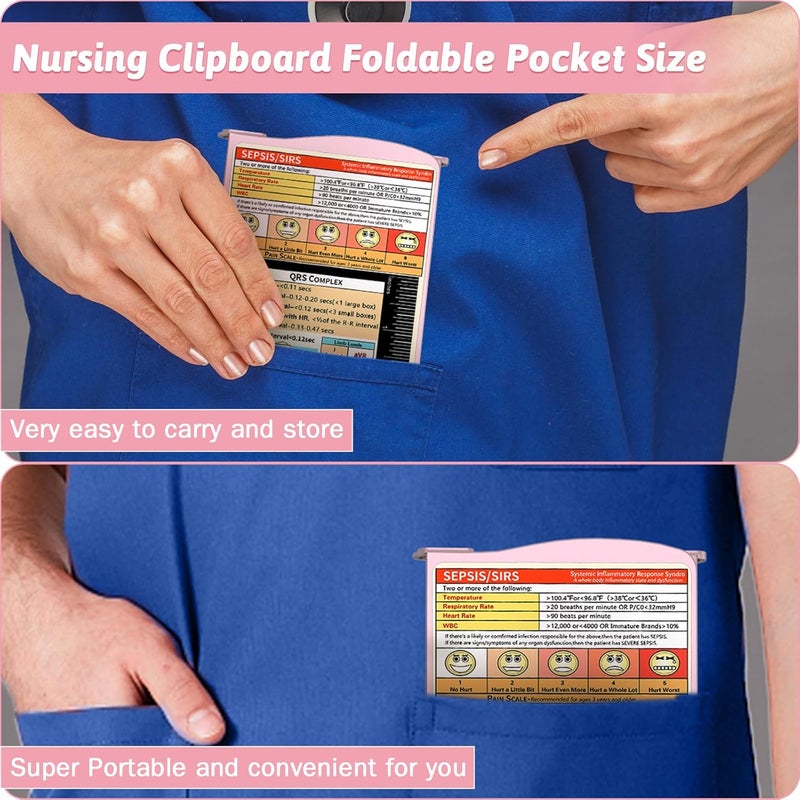 Trustnice Nursing Clipboard Foldable Clipboard Medical: Edition Cheat Sheets Aluminum 3 Layers Foldable Clipboards Nursing Pocket Size Profile Clip Nurse Clipboards Notepad for Nurses Students and Doctors - Image 2